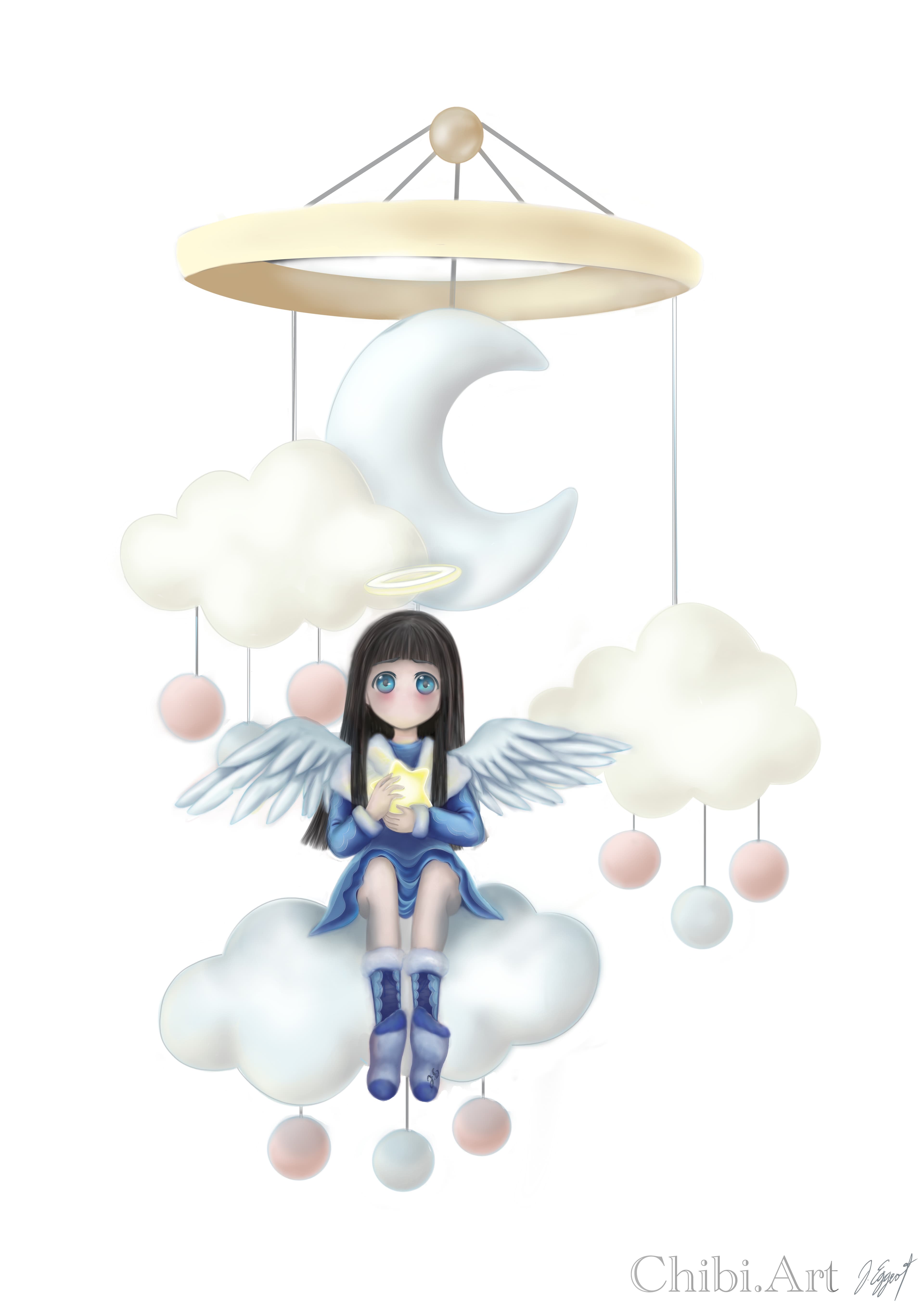 angelic chibi serenity clouds orbs soft glow mobile