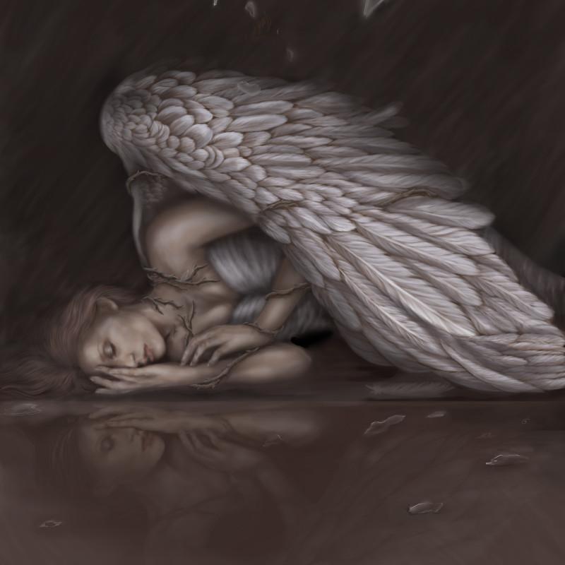 angel despair wings reflection sorrow